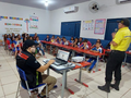 Palestra para conscientização no trânsito, ministrada para alunos da rede Municipal