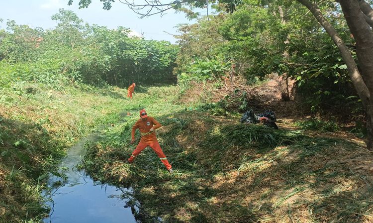 Equipe da SLP continua com serviço de limpeza de riachos
