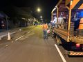 O trabalho de pintura de faixas horizontais na rua Leôncio Pires Dourado teve inicio da noite de segunda-feira,11.