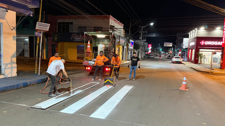 SUTRAN inicia trabalhos de sinalização de faixas no centro da cidade