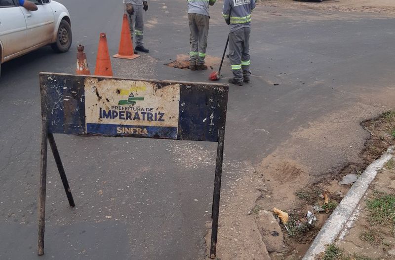 Tapa-buracos começa no cruzamento da Rua João Pessoa, com a BR-010, no Bacuri.