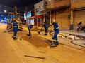 Equipes trabalham durante o período noturno para agilizar recuperação da Rua Aquiles Lisboa, no Mercadinho