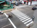 Faixa de pedestre é revitalizada no cruzamento das avenidas Dorgival Pinheiro de Sousa, com a Ceará