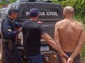 Momento em que a Guarda Municipal de Imperatriz realiza a prisão de suspeito foragido por violência doméstica, em ação integrada com a Delegacia da Mulher.
