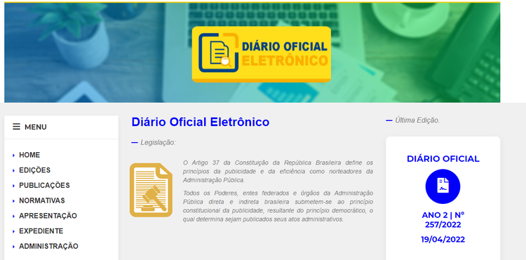Diário Eletrônico Municipal gera economia de cerca de 800 mil reais